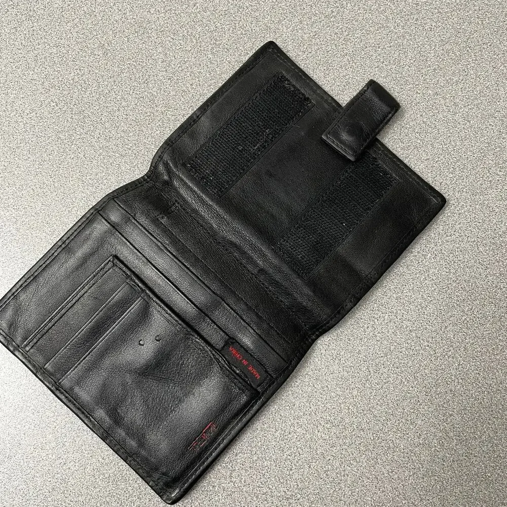 VTG TUMI Leather Wallet Black Nylon PDA Tech Palm Pilot Hand Strap Business
